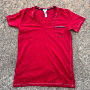 Red V-Neck T-Shirt with Pocket diesel